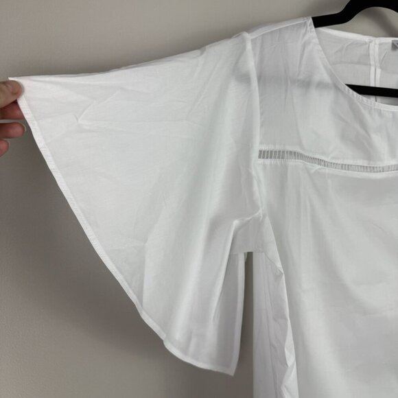 Anthro Harshman Zinnia Blouse Womens Medium White Flutter Sleeve Cotton Top New - Picture 4 of 9